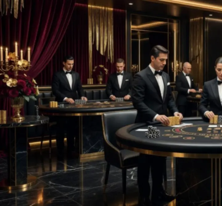 Luksusowa aranżacja stołów kasynowych i pokerowych