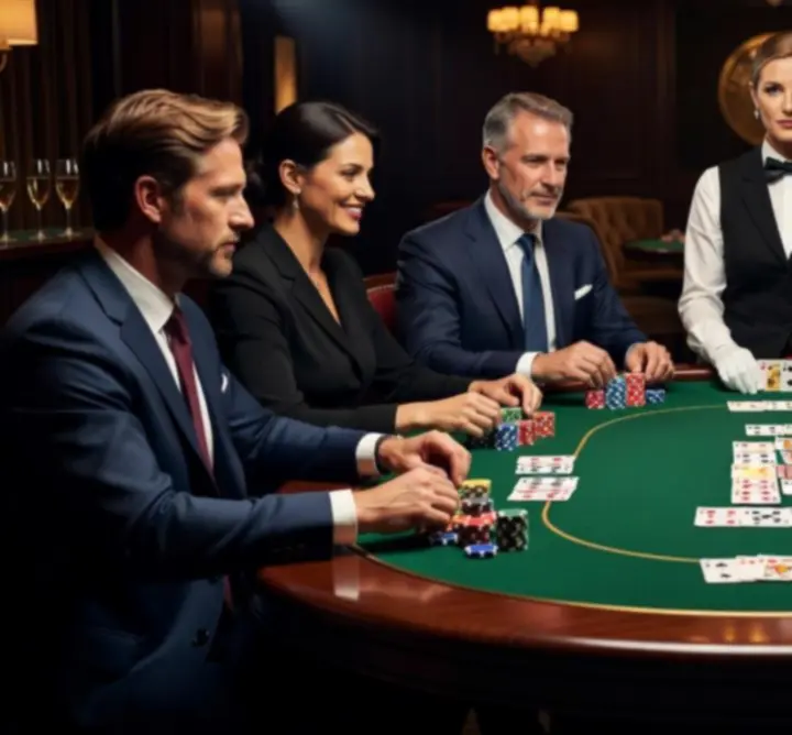 Stół pokerowy przygotowany na wieczór kasynowy