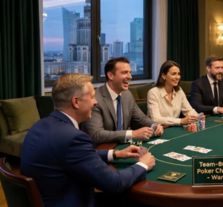 Zespół firmowy podczas wieczoru pokerowego